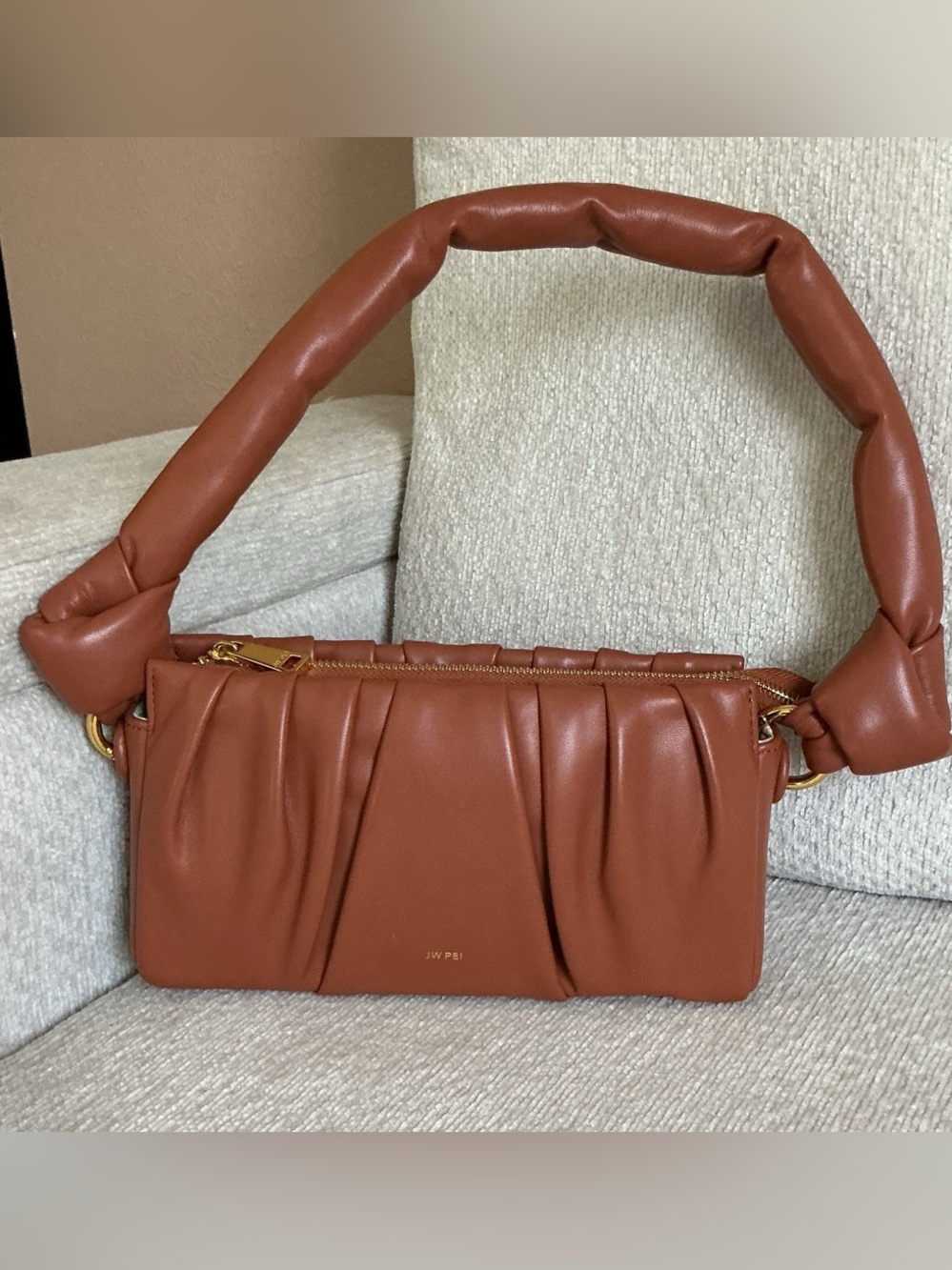 JW PEI Cognac Padded Shoulder Bag